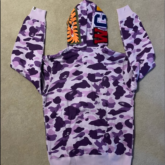 Bape A Bathing Ape Purple Japan Shark Hoodie - Picture 2 of 8